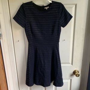 Shoshanna- Navy, Black and Gold A-Line Mini Dress